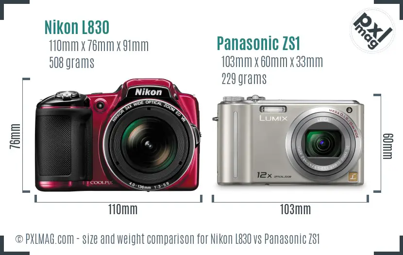 Nikon L830 vs Panasonic ZS1 size comparison Nikon L830 vs Panasonic ZS1 size comparison