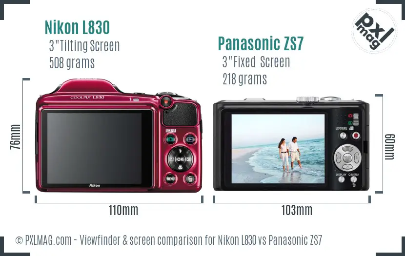 Nikon L830 vs Panasonic ZS7 Screen and Viewfinder comparison Nikon L830 vs Panasonic ZS7 Screen and Viewfinder comparison