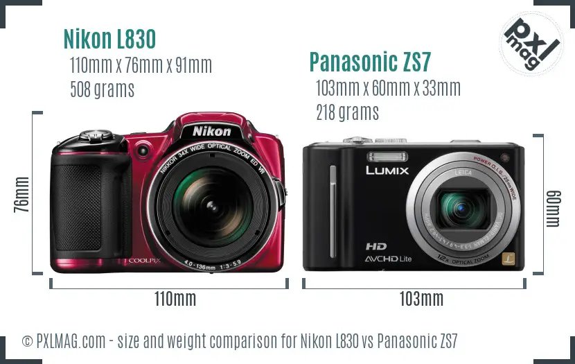 Nikon L830 vs Panasonic ZS7 size comparison Nikon L830 vs Panasonic ZS7 size comparison