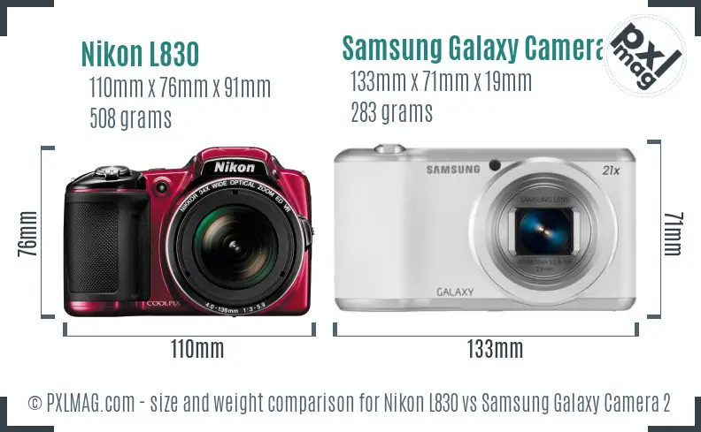 Nikon L830 vs Samsung Galaxy Camera 2 size comparison Nikon L830 vs Samsung Galaxy Camera 2 size comparison