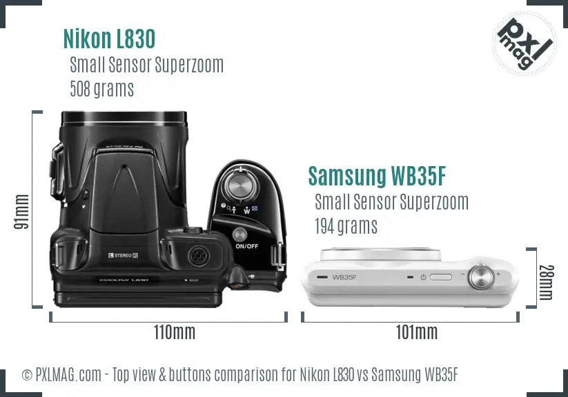 Nikon L830 vs Samsung WB35F top view buttons comparison