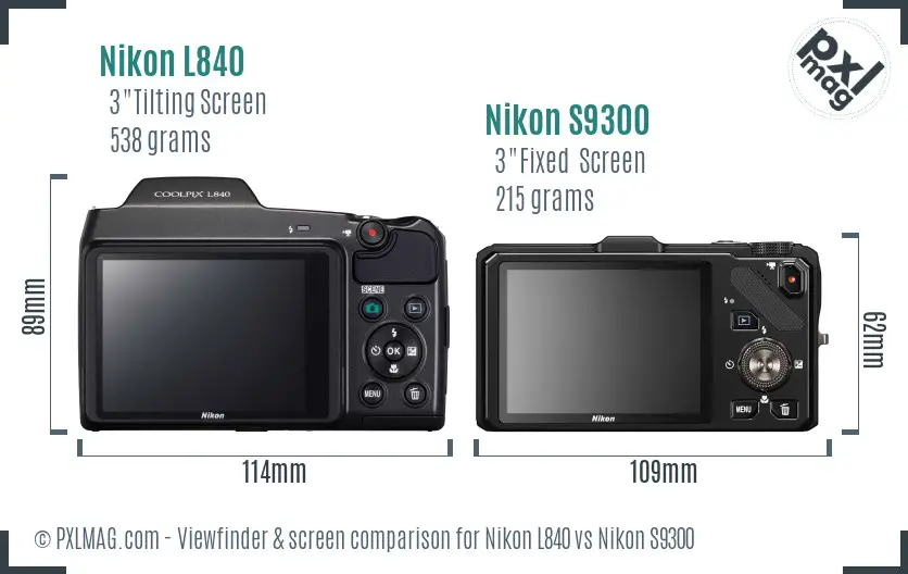 Nikon L840 vs Nikon S9300 Screen and Viewfinder comparison