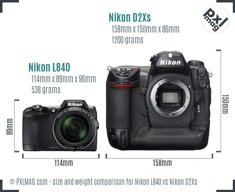 Nikon L840 vs Nikon D2Xs size comparison