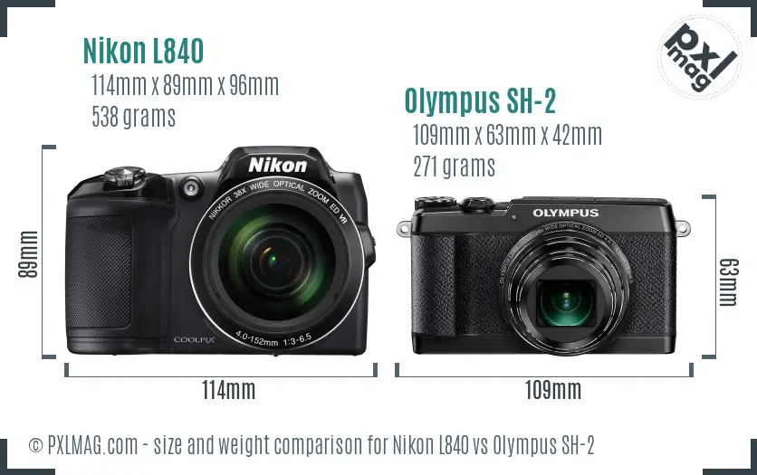 Nikon L840 vs Olympus SH-2 size comparison