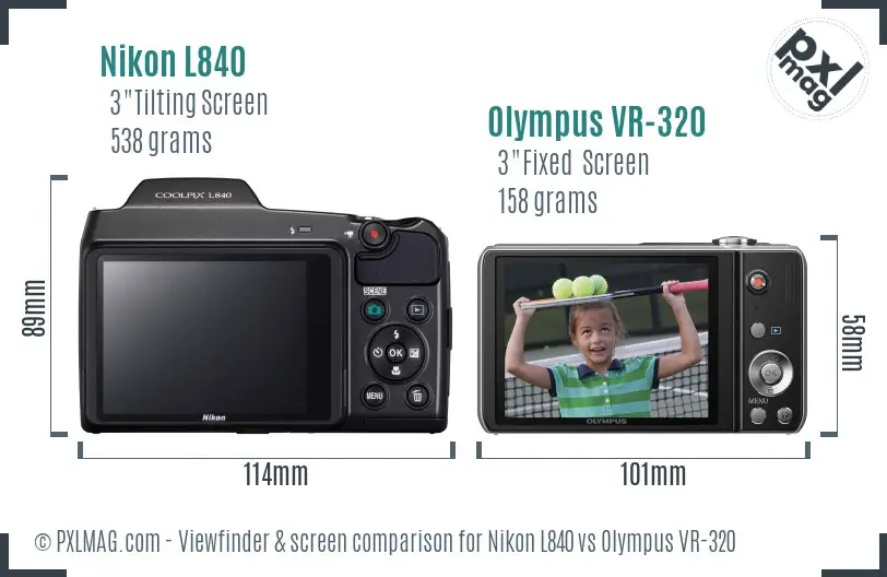 Nikon L840 vs Olympus VR-320 Screen and Viewfinder comparison