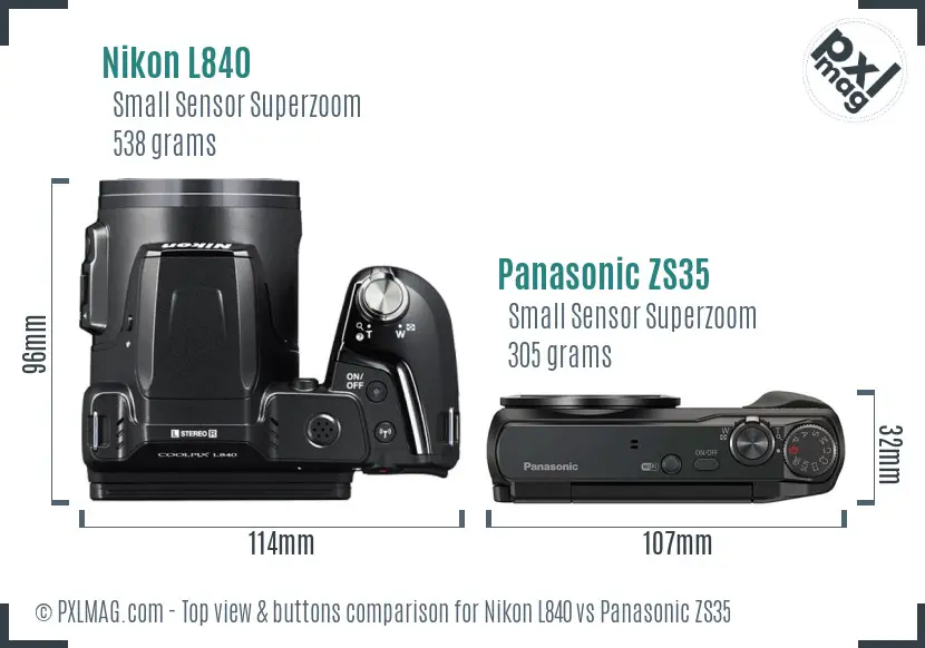 Nikon L840 vs Panasonic ZS35 top view buttons comparison