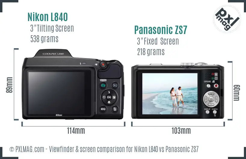 Nikon L840 vs Panasonic ZS7 Screen and Viewfinder comparison
