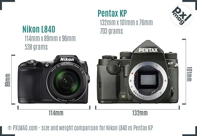 Nikon L840 vs Pentax KP size comparison