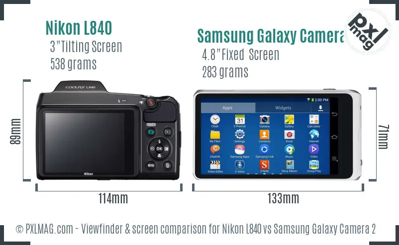 Nikon L840 vs Samsung Galaxy Camera 2 Screen and Viewfinder comparison
