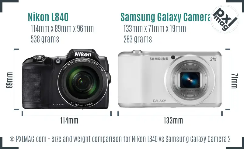 Nikon L840 vs Samsung Galaxy Camera 2 size comparison