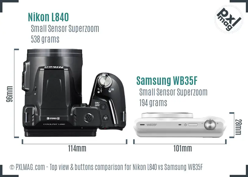 Nikon L840 vs Samsung WB35F top view buttons comparison