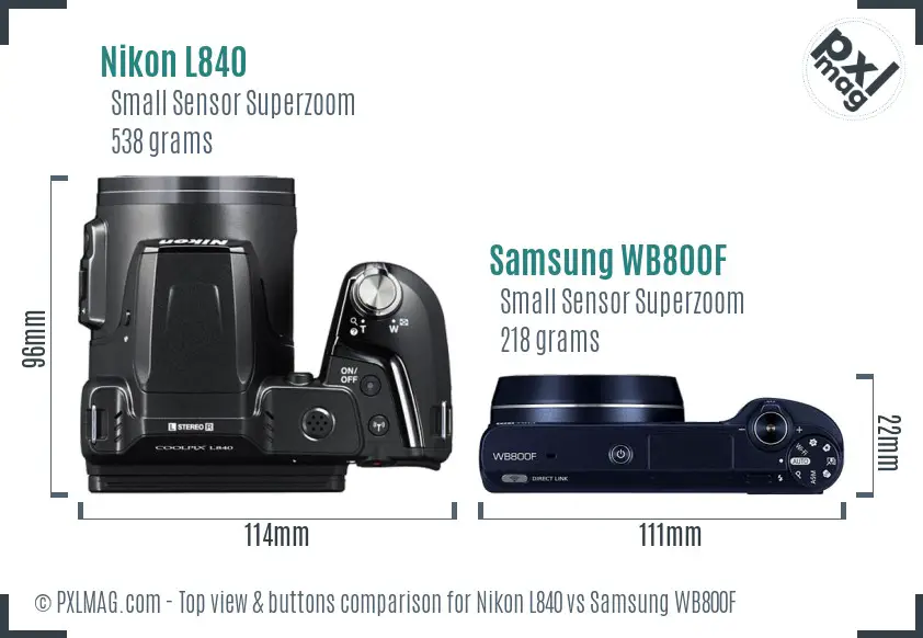 Nikon L840 vs Samsung WB800F top view buttons comparison