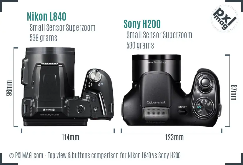Nikon L840 vs Sony H200 top view buttons comparison
