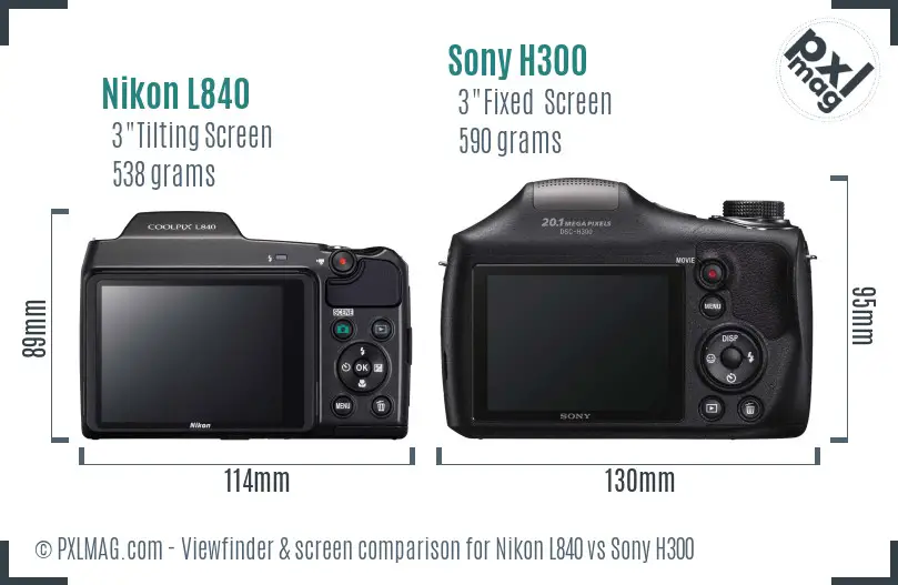 Nikon L840 vs Sony H300 Screen and Viewfinder comparison