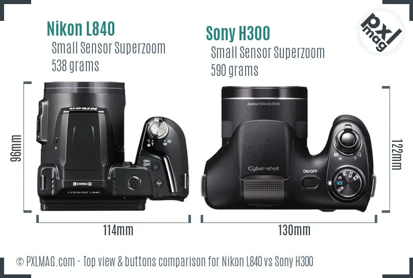 Nikon L840 vs Sony H300 top view buttons comparison