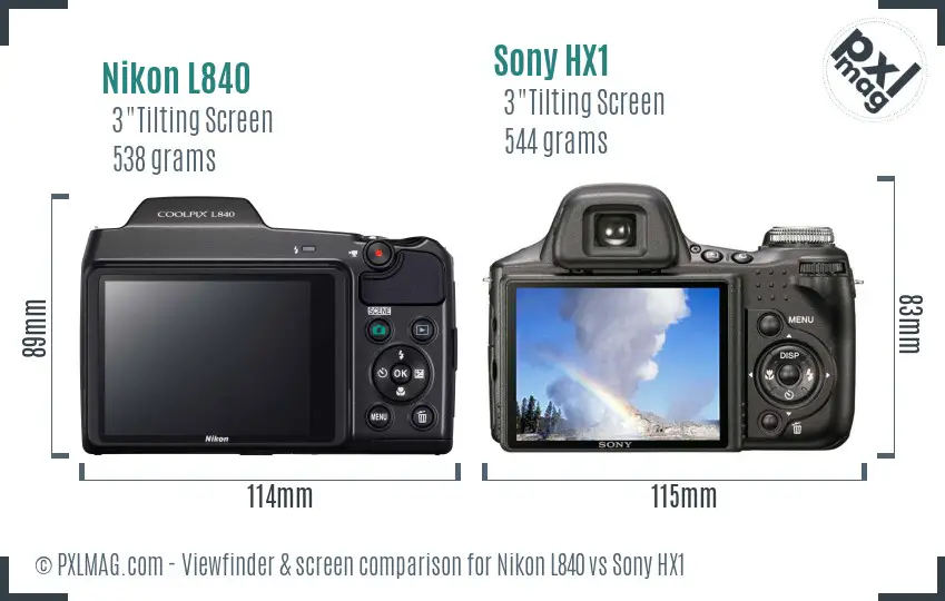 Nikon L840 vs Sony HX1 Screen and Viewfinder comparison