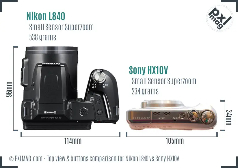 Nikon L840 vs Sony HX10V top view buttons comparison