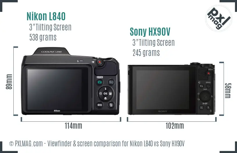 Nikon L840 vs Sony HX90V Screen and Viewfinder comparison