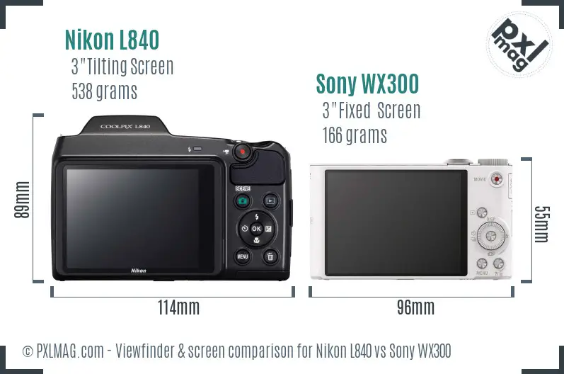 Nikon L840 vs Sony WX300 Screen and Viewfinder comparison