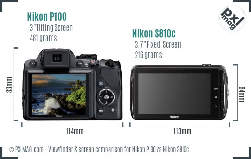 Nikon P100 vs Nikon S810c Screen and Viewfinder comparison Nikon P100 vs Nikon S810c Screen and Viewfinder comparison