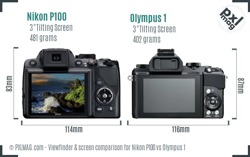Nikon P100 vs Olympus 1 Screen and Viewfinder comparison Nikon P100 vs Olympus 1 Screen and Viewfinder comparison