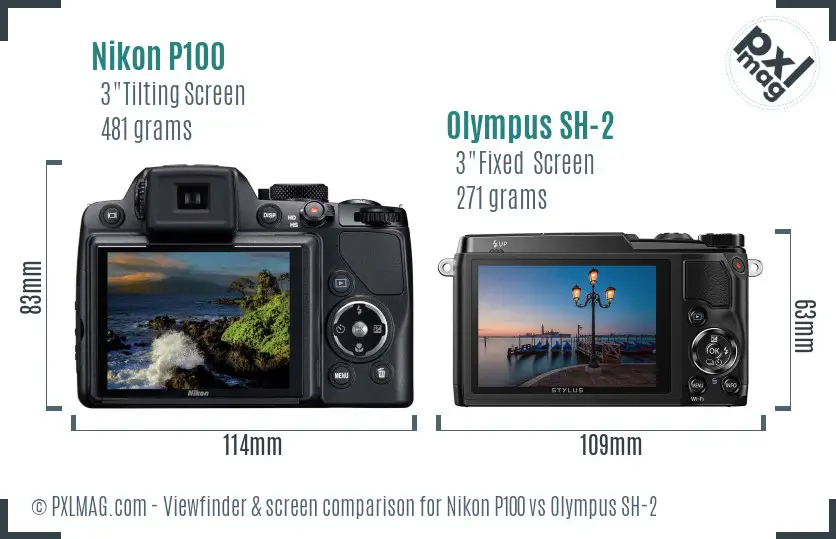 Nikon P100 vs Olympus SH-2 Screen and Viewfinder comparison Nikon P100 vs Olympus SH-2 Screen and Viewfinder comparison