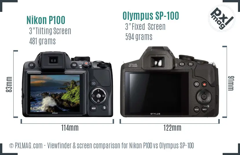 Nikon P100 vs Olympus SP-100 Screen and Viewfinder comparison Nikon P100 vs Olympus SP-100 Screen and Viewfinder comparison