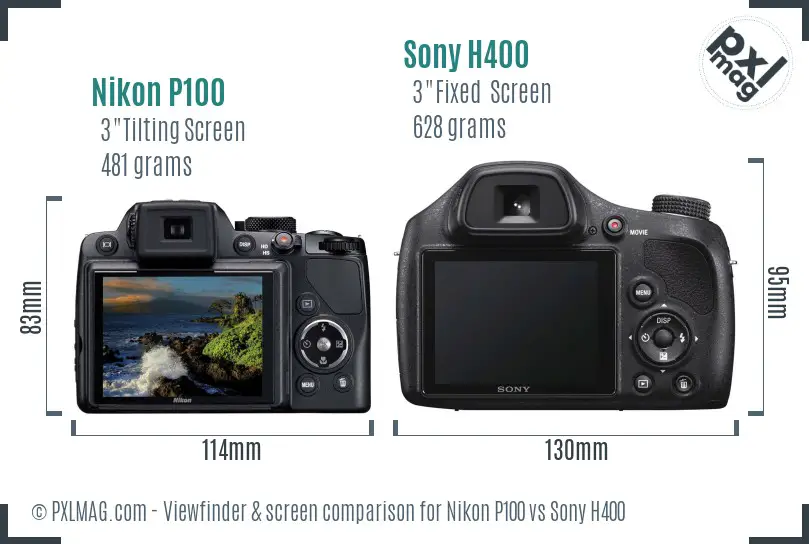 Nikon P100 vs Sony H400 Screen and Viewfinder comparison Nikon P100 vs Sony H400 Screen and Viewfinder comparison