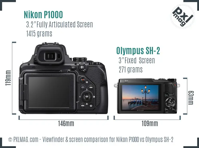 Nikon P1000 vs Olympus SH-2 Screen and Viewfinder comparison Nikon P1000 vs Olympus SH-2 Screen and Viewfinder comparison
