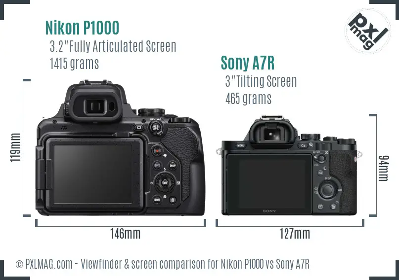 Nikon P1000 vs Sony A7R Screen and Viewfinder comparison Nikon P1000 vs Sony A7R Screen and Viewfinder comparison