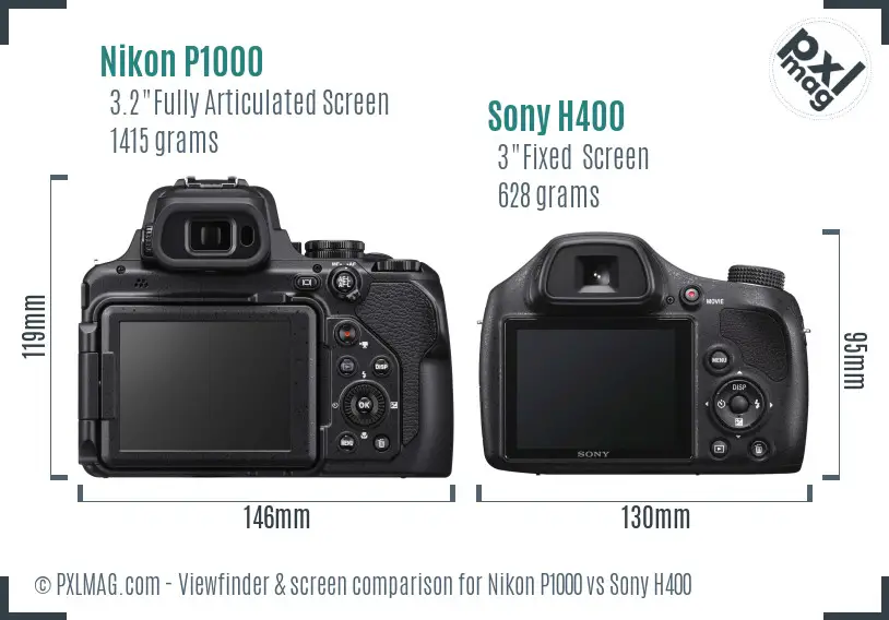 Nikon P1000 vs Sony H400 Screen and Viewfinder comparison