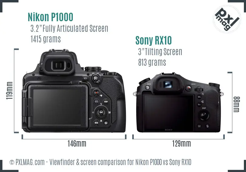 Nikon P1000 vs Sony RX10 Screen and Viewfinder comparison
