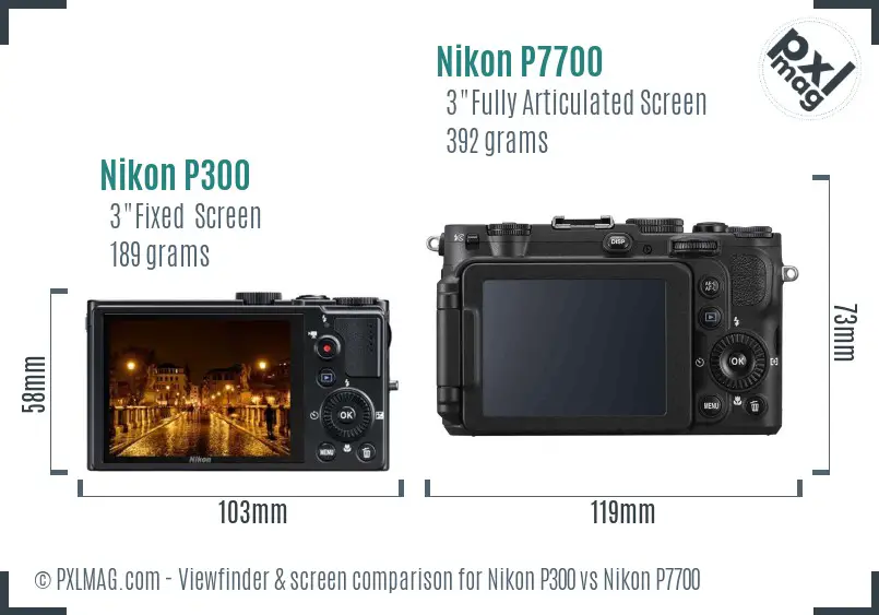 Nikon P300 vs Nikon P7700 Screen and Viewfinder comparison