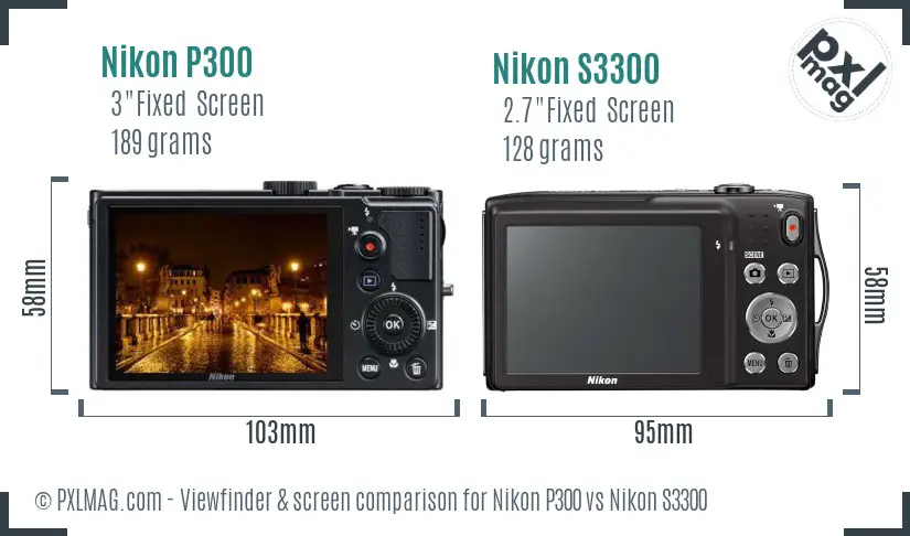 Nikon P300 vs Nikon S3300 Screen and Viewfinder comparison Nikon P300 vs Nikon S3300 Screen and Viewfinder comparison