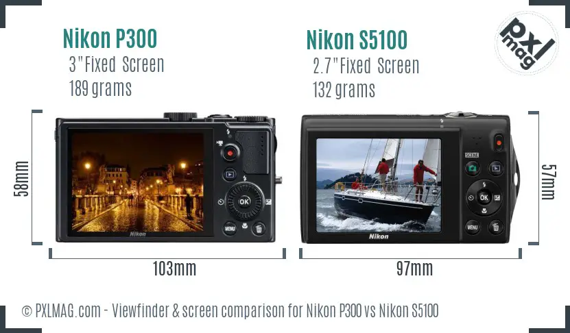Nikon P300 vs Nikon S5100 Screen and Viewfinder comparison Nikon P300 vs Nikon S5100 Screen and Viewfinder comparison
