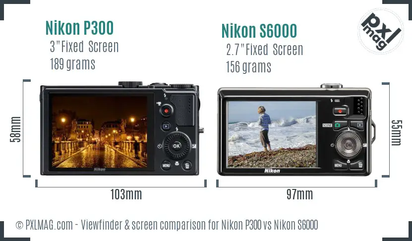 Nikon P300 vs Nikon S6000 Screen and Viewfinder comparison