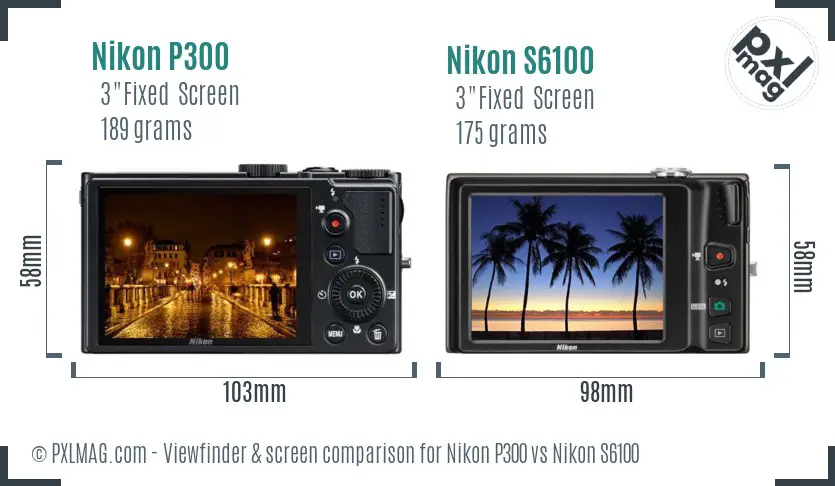 Nikon P300 vs Nikon S6100 Screen and Viewfinder comparison