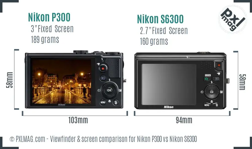 Nikon P300 vs Nikon S6300 Screen and Viewfinder comparison