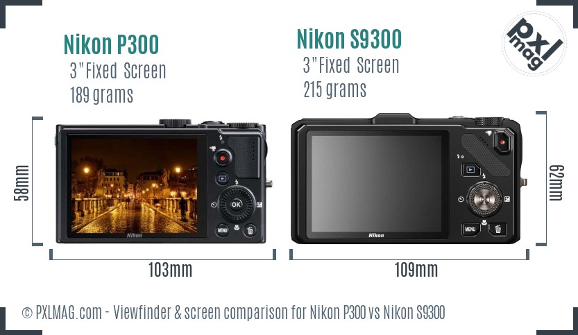 Nikon P300 vs Nikon S9300 Screen and Viewfinder comparison