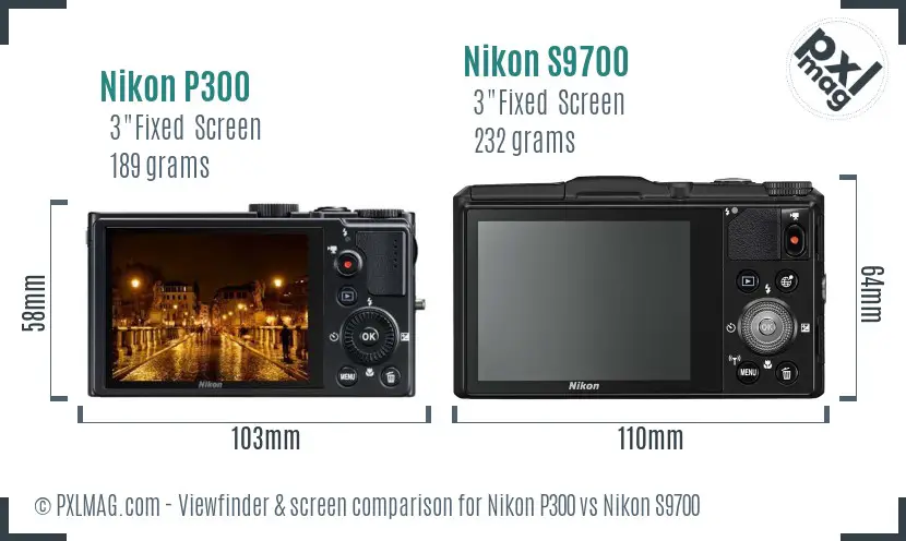 Nikon P300 vs Nikon S9700 Screen and Viewfinder comparison