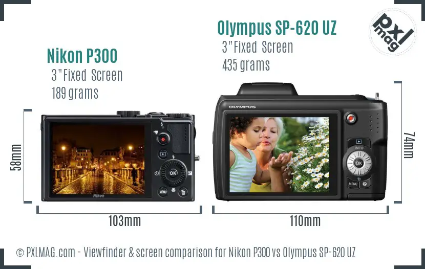 Nikon P300 vs Olympus SP-620 UZ Screen and Viewfinder comparison Nikon P300 vs Olympus SP-620 UZ Screen and Viewfinder comparison