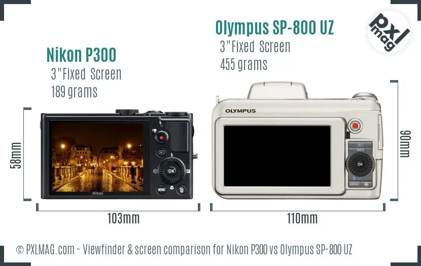 Nikon P300 vs Olympus SP-800 UZ Screen and Viewfinder comparison Nikon P300 vs Olympus SP-800 UZ Screen and Viewfinder comparison