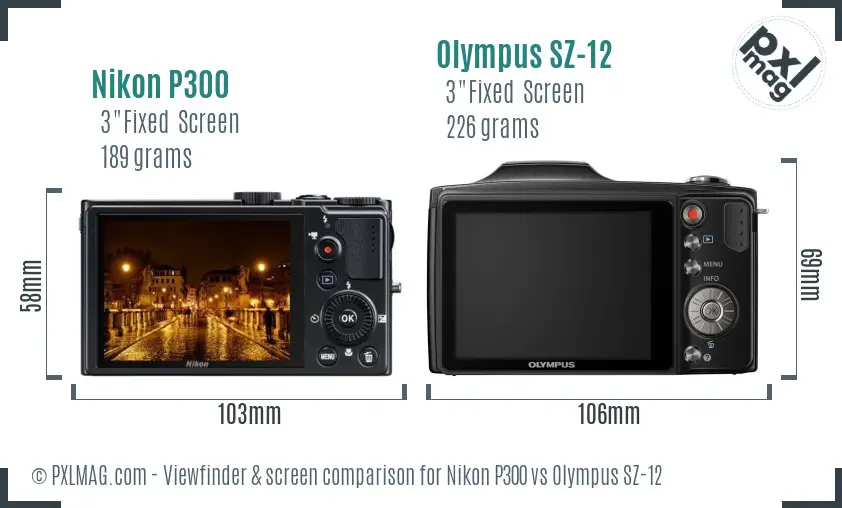 Nikon P300 vs Olympus SZ-12 Screen and Viewfinder comparison Nikon P300 vs Olympus SZ-12 Screen and Viewfinder comparison
