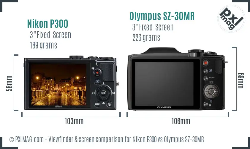 Nikon P300 vs Olympus SZ-30MR Screen and Viewfinder comparison Nikon P300 vs Olympus SZ-30MR Screen and Viewfinder comparison