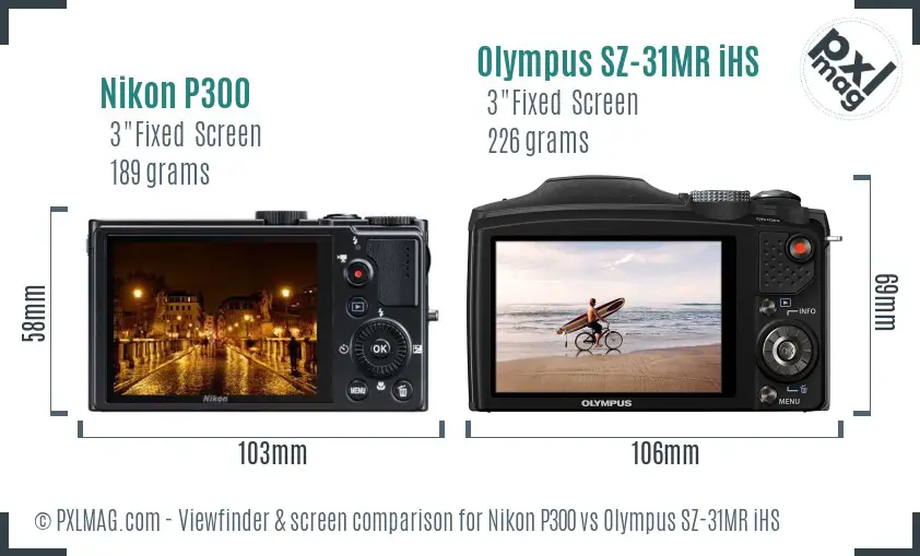 Nikon P300 vs Olympus SZ-31MR iHS Screen and Viewfinder comparison Nikon P300 vs Olympus SZ-31MR iHS Screen and Viewfinder comparison