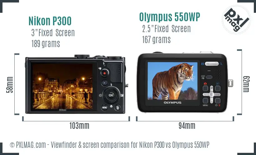 Nikon P300 vs Olympus 550WP Screen and Viewfinder comparison Nikon P300 vs Olympus 550WP Screen and Viewfinder comparison