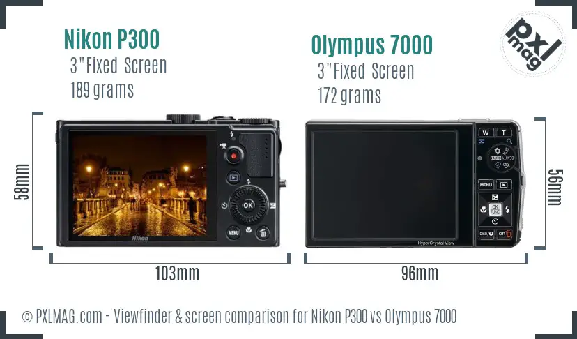 Nikon P300 vs Olympus 7000 Screen and Viewfinder comparison
