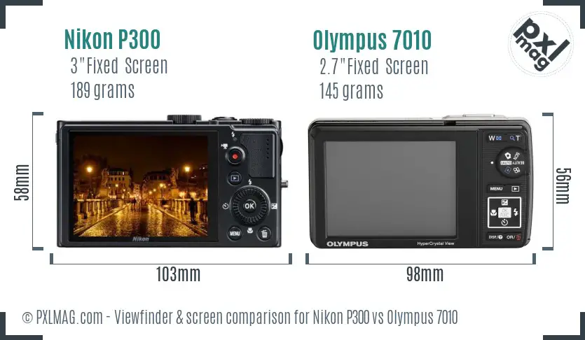 Nikon P300 vs Olympus 7010 Screen and Viewfinder comparison