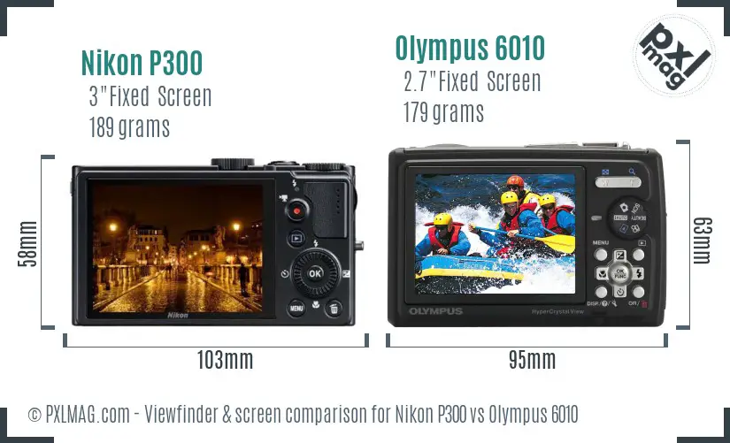 Nikon P300 vs Olympus 6010 Screen and Viewfinder comparison Nikon P300 vs Olympus 6010 Screen and Viewfinder comparison