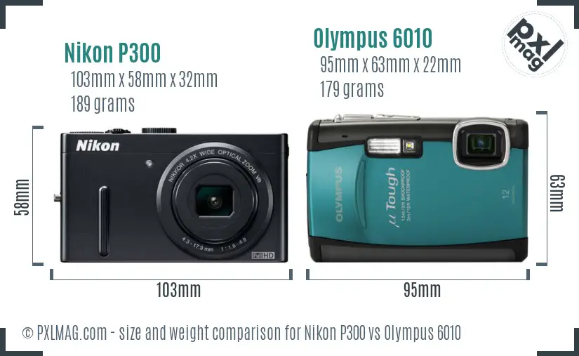 Nikon P300 vs Olympus 6010 size comparison Nikon P300 vs Olympus 6010 size comparison